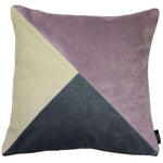 Load image into Gallery viewer, McAlister Textiles Diagonal Patchwork Velvet Purple, Gold + Grey Cushion Cushions and Covers Cover Only 43cm x 43cm 
