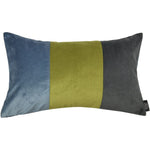 Load image into Gallery viewer, McAlister Textiles 3 Colour Patchwork Velvet Blue, Green + Grey Pillow Pillow Cover Only 50cm x 30cm 
