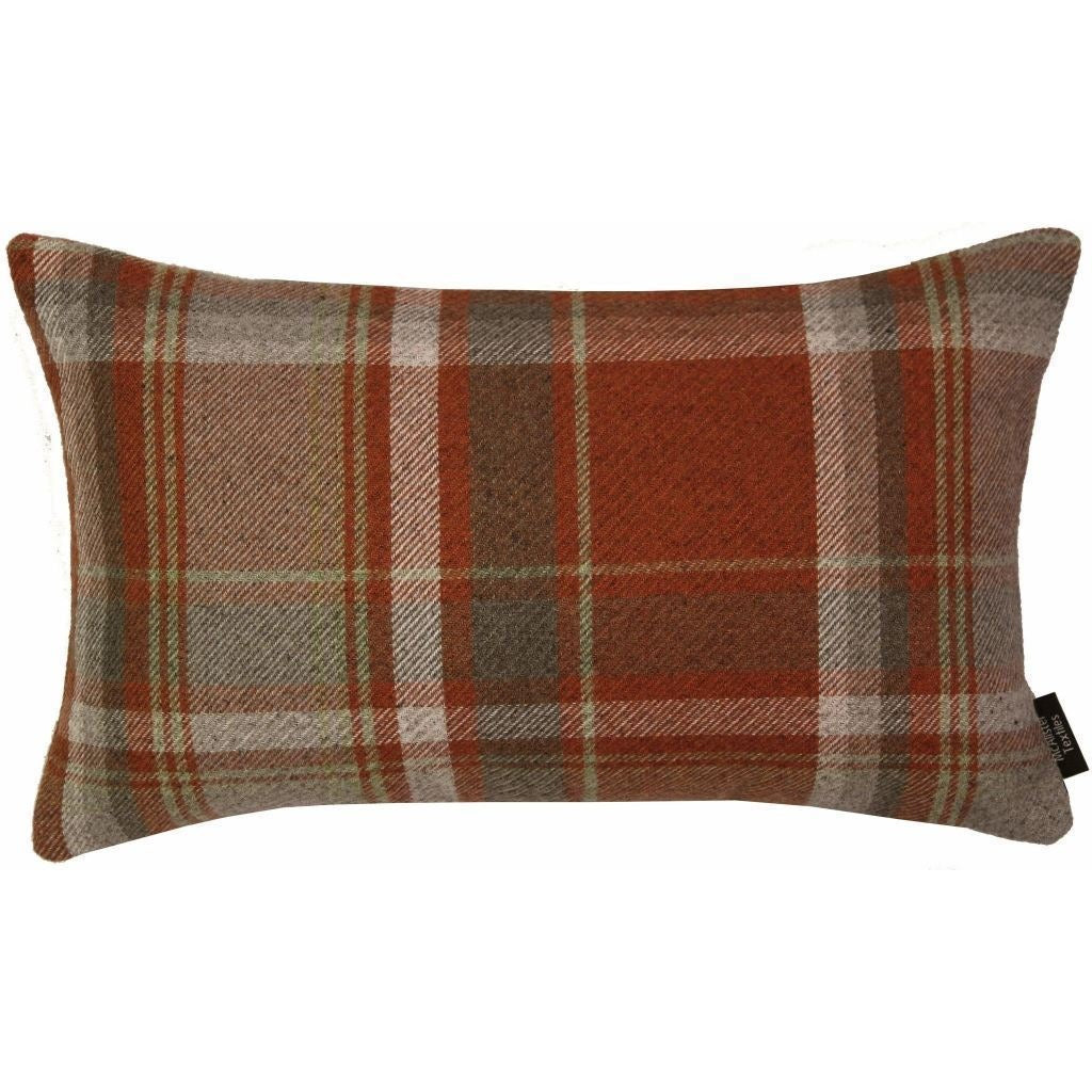 McAlister Textiles Heritage Burnt Orange + Grey Tartan Pillow Pillow Cover Only 50cm x 30cm 
