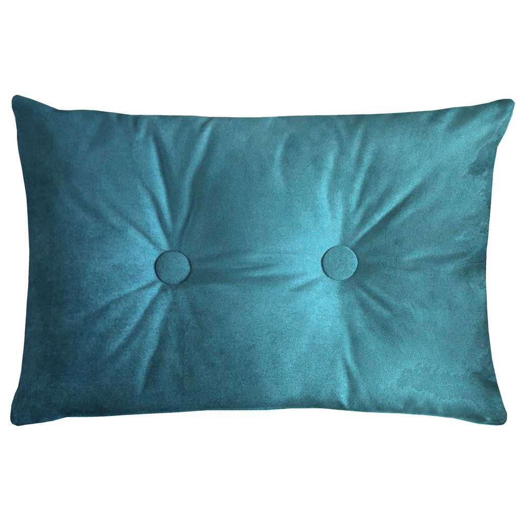 McAlister Textiles Matt Blue Teal Velvet Button 40cm x 60cm Pillow Pillow Polyester Filler 60cm x 40cm 
