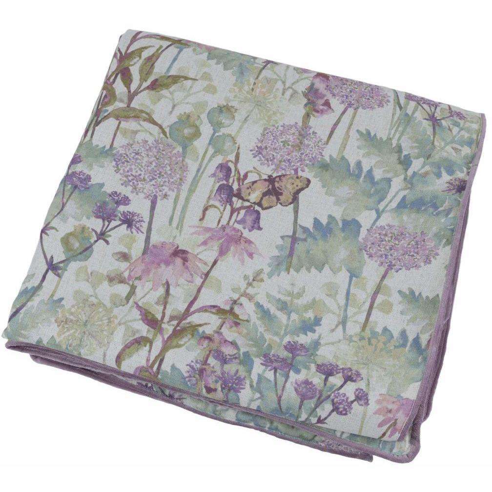 McAlister Textiles Wildflower Pastel Purple Linen & Velvet Throws & Runners Throws and Runners Regular (130cm x 200cm) 