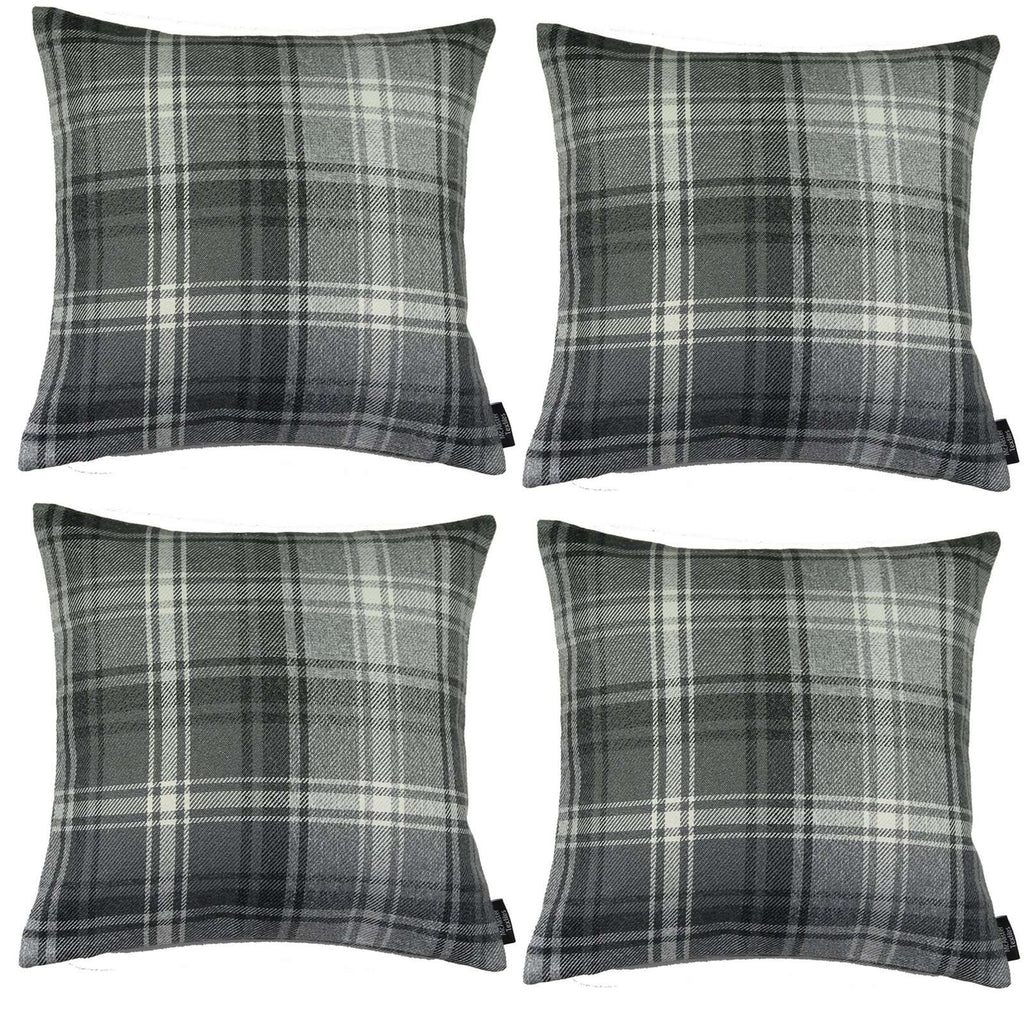 McAlister Textiles Angus Charcoal Grey Tartan 43cm x 43cm Cushion Sets Cushions and Covers 
