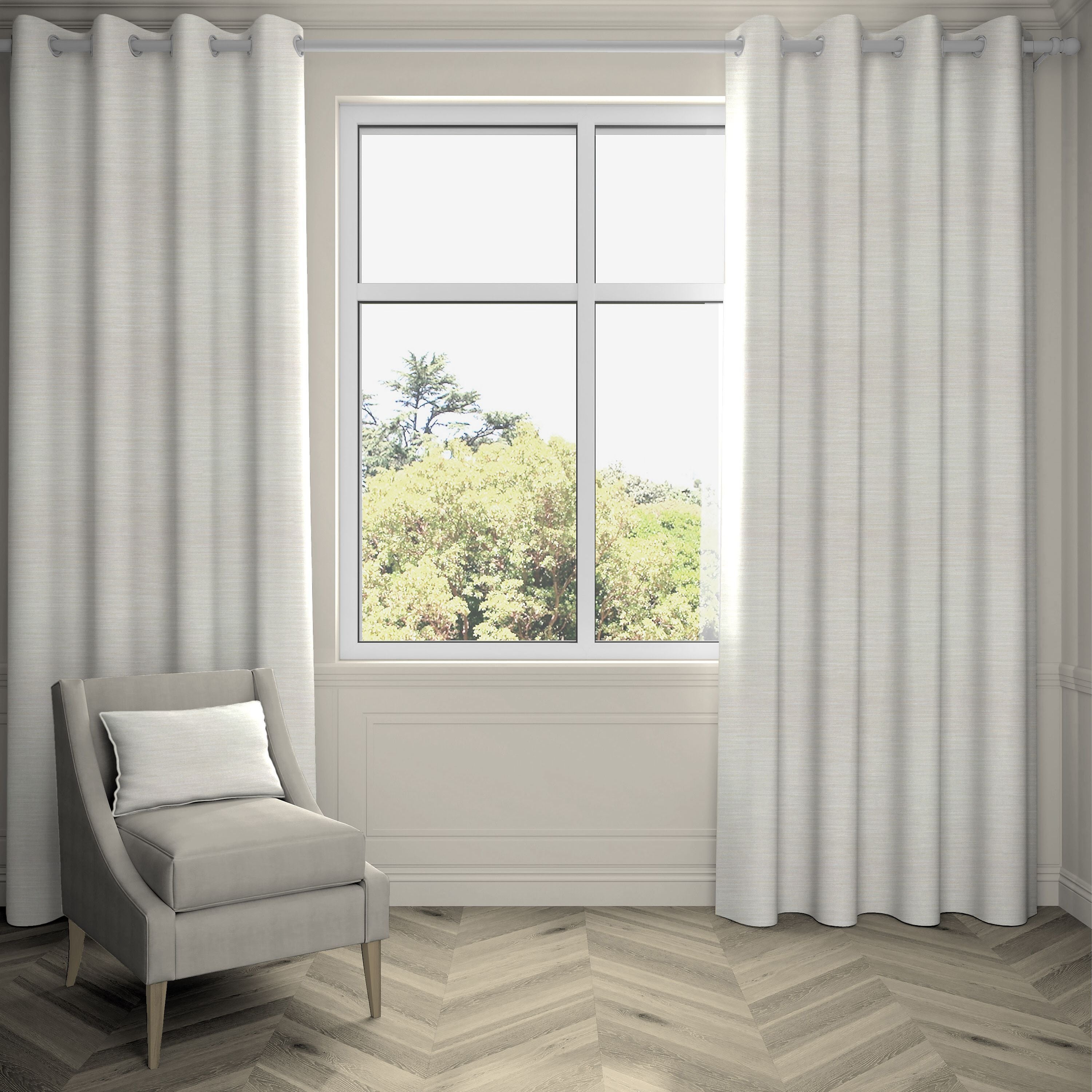 McAlister Textiles Hamleton Natural Textured Plain Curtains Tailored Curtains 