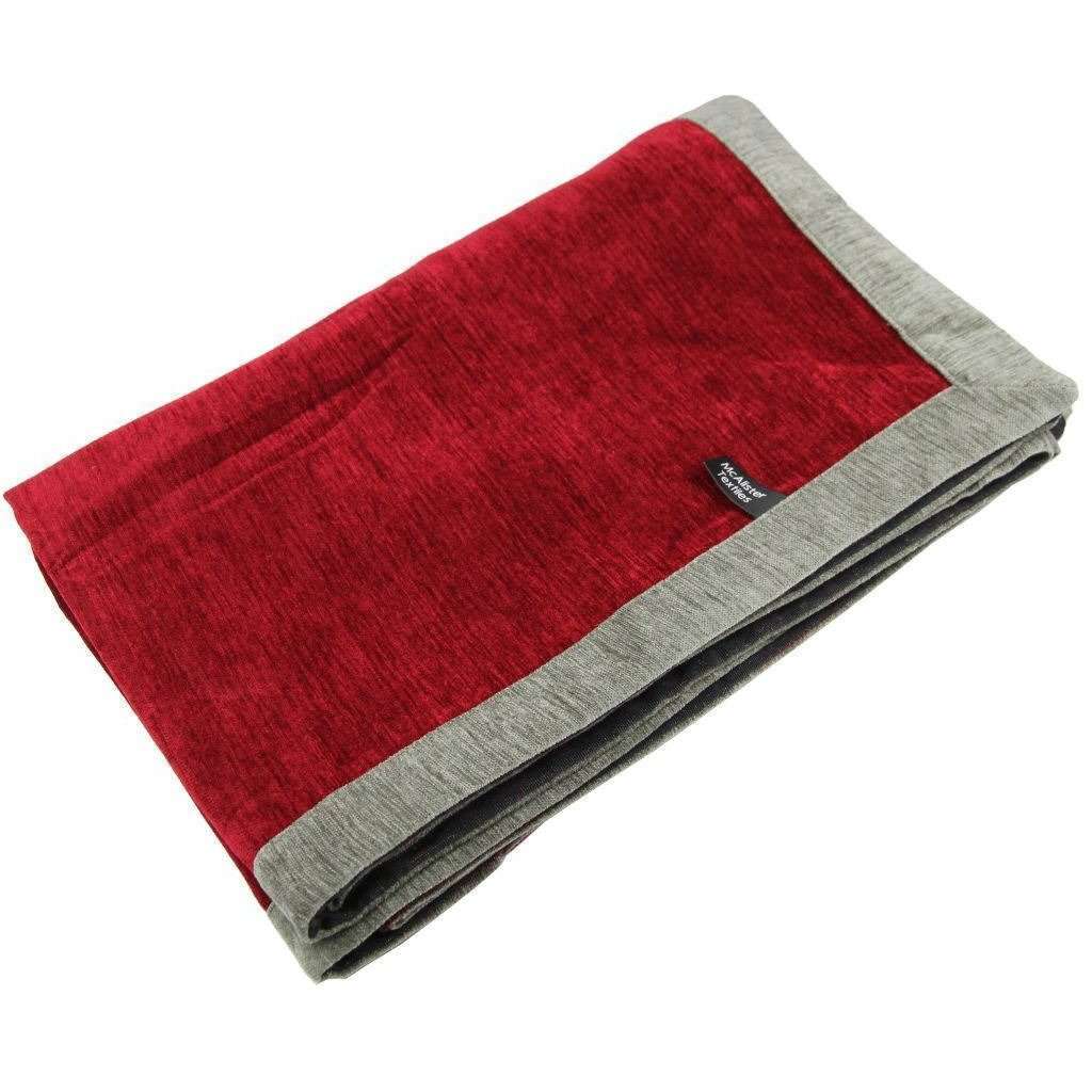 McAlister Textiles Plain Chenille Contrast Red + Grey Throws & Runners Throws and Runners Regular (130cm x 200cm) 