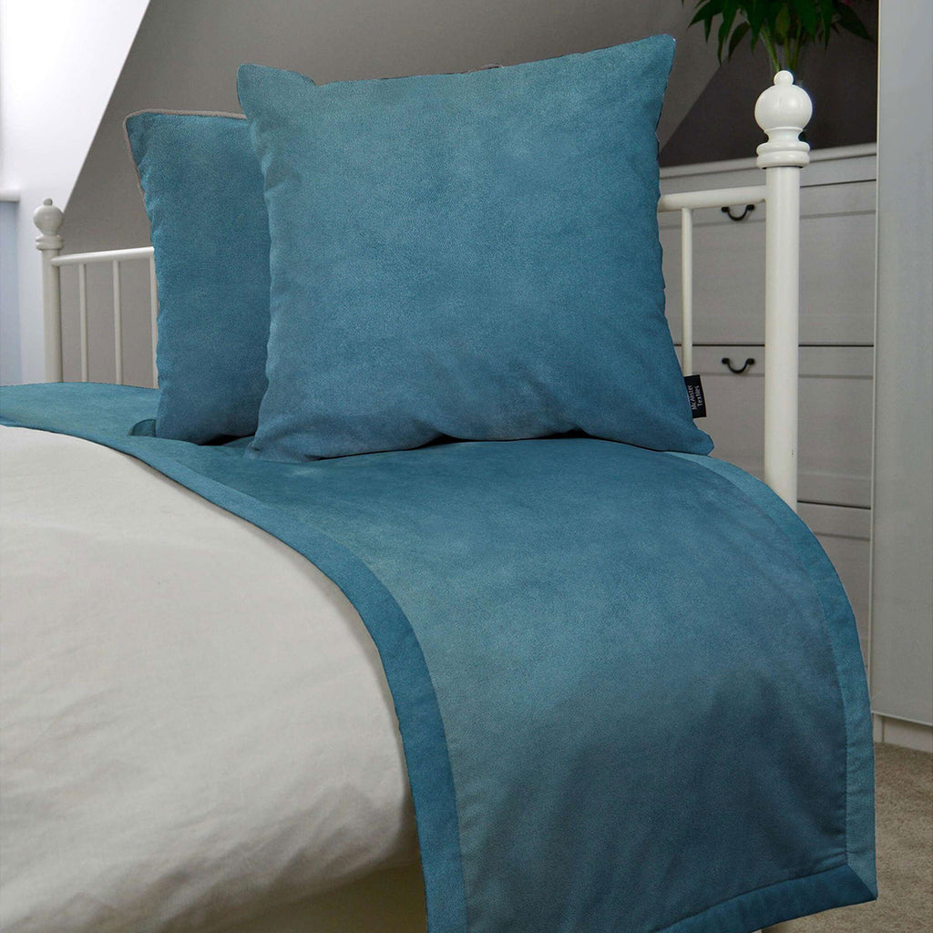 McAlister Textiles Matt Duck Egg Blue Velvet Bedding Set Bedding Set 
