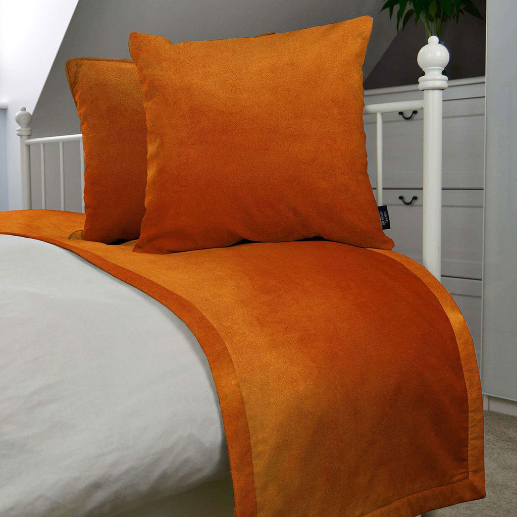 McAlister Textiles Matt Burnt Orange Velvet Bedding Set Bedding Set 