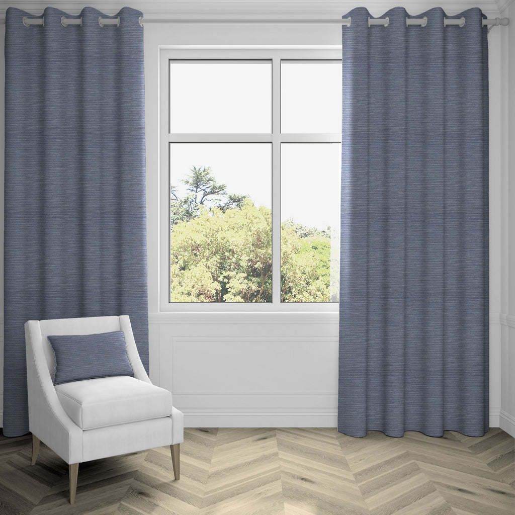 McAlister Textiles Hamleton Navy Blue Textured Plain Curtains Tailored Curtains 