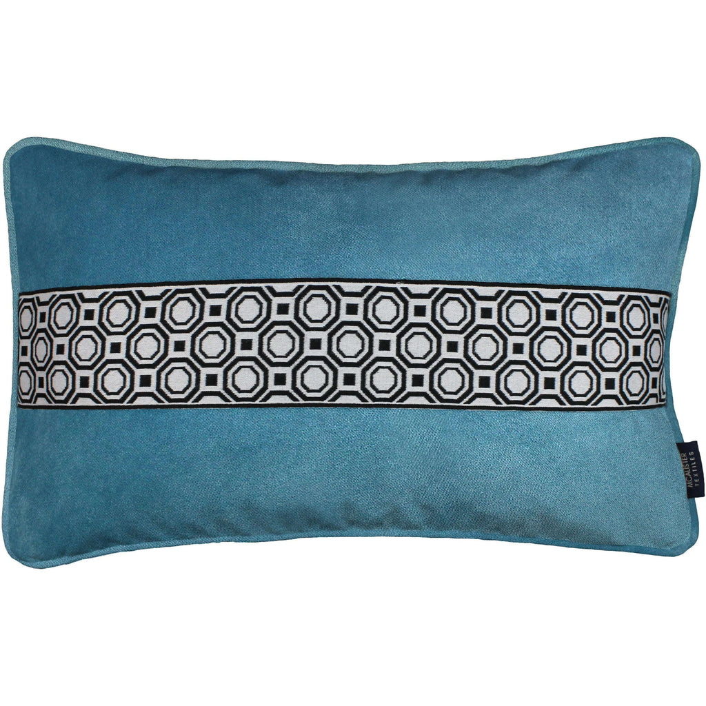 McAlister Textiles Cancun Striped Duck Egg Blue Velvet Pillow Pillow Cover Only 50cm x 30cm 