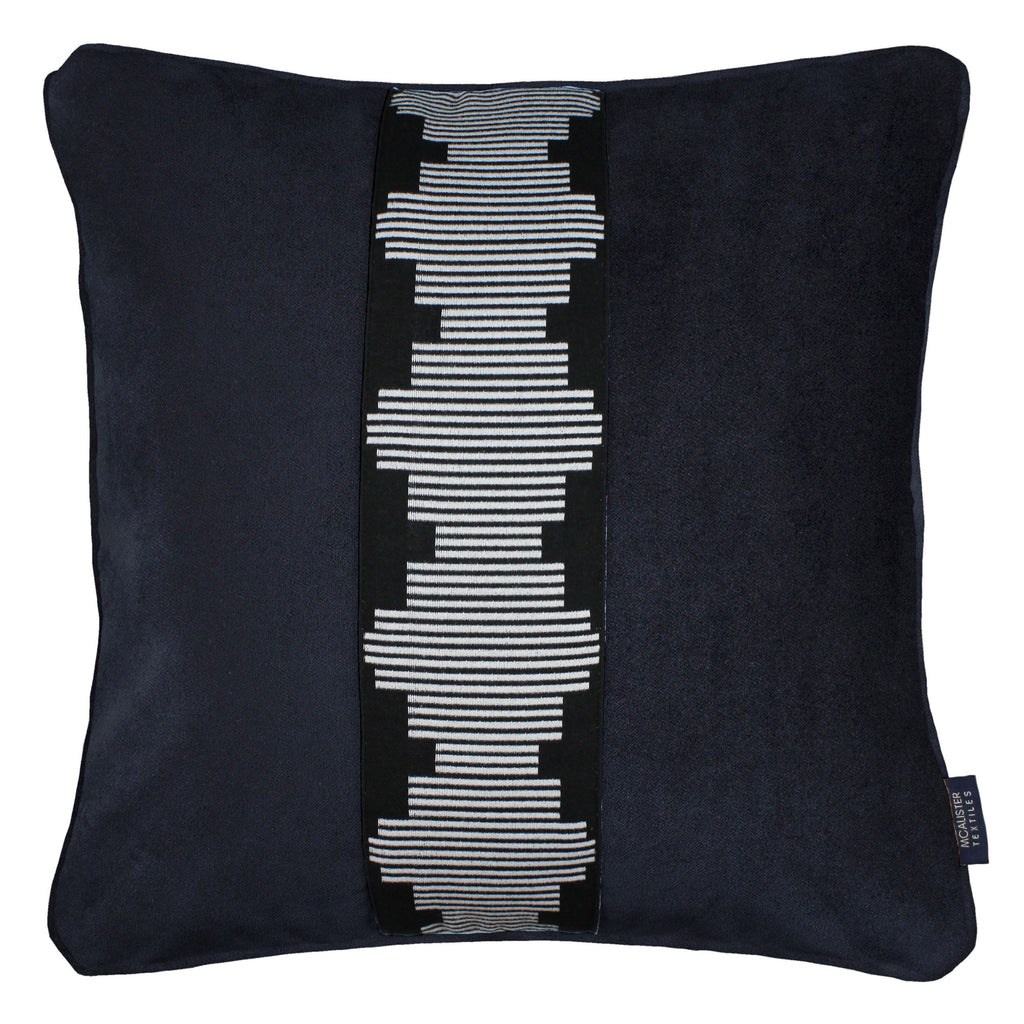 McAlister Textiles Maya Striped Black Velvet Cushion Cushions and Covers Cover Only 43cm x 43cm 