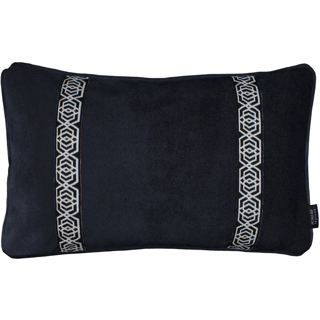 McAlister Textiles Coba Striped Black Velvet Pillow Pillow Cover Only 50cm x 30cm 