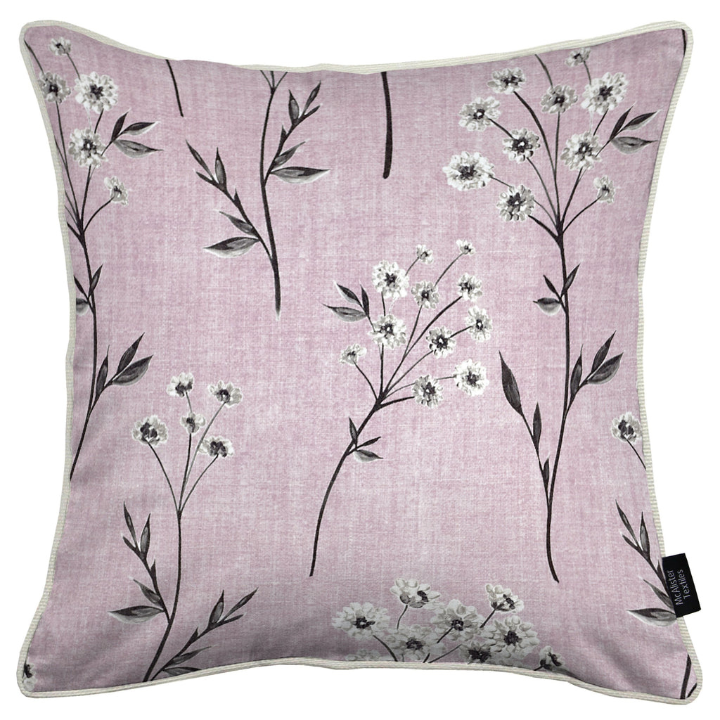 McAlister Textiles Meadow Blush Pink Floral Cotton Print Cushions Cushions and Covers Cover Only 43cm x 43cm 