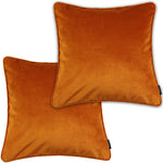 Load image into Gallery viewer, McAlister Textiles Matt Burnt Orange Velvet 43cm x 43cm Piped Cushion Sets Cushions and Covers Cushion Covers Set of 2 
