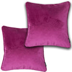 Load image into Gallery viewer, McAlister Textiles Matt Fuchsia Pink Velvet 43cm x 43cm Piped Cushion Sets Cushions and Covers Cushion Covers Set of 2 
