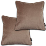 Load image into Gallery viewer, McAlister Textiles Matt Mocha Brown Velvet 43cm x 43cm Piped Cushion Sets Cushions and Covers Cushion Covers Set of 2 
