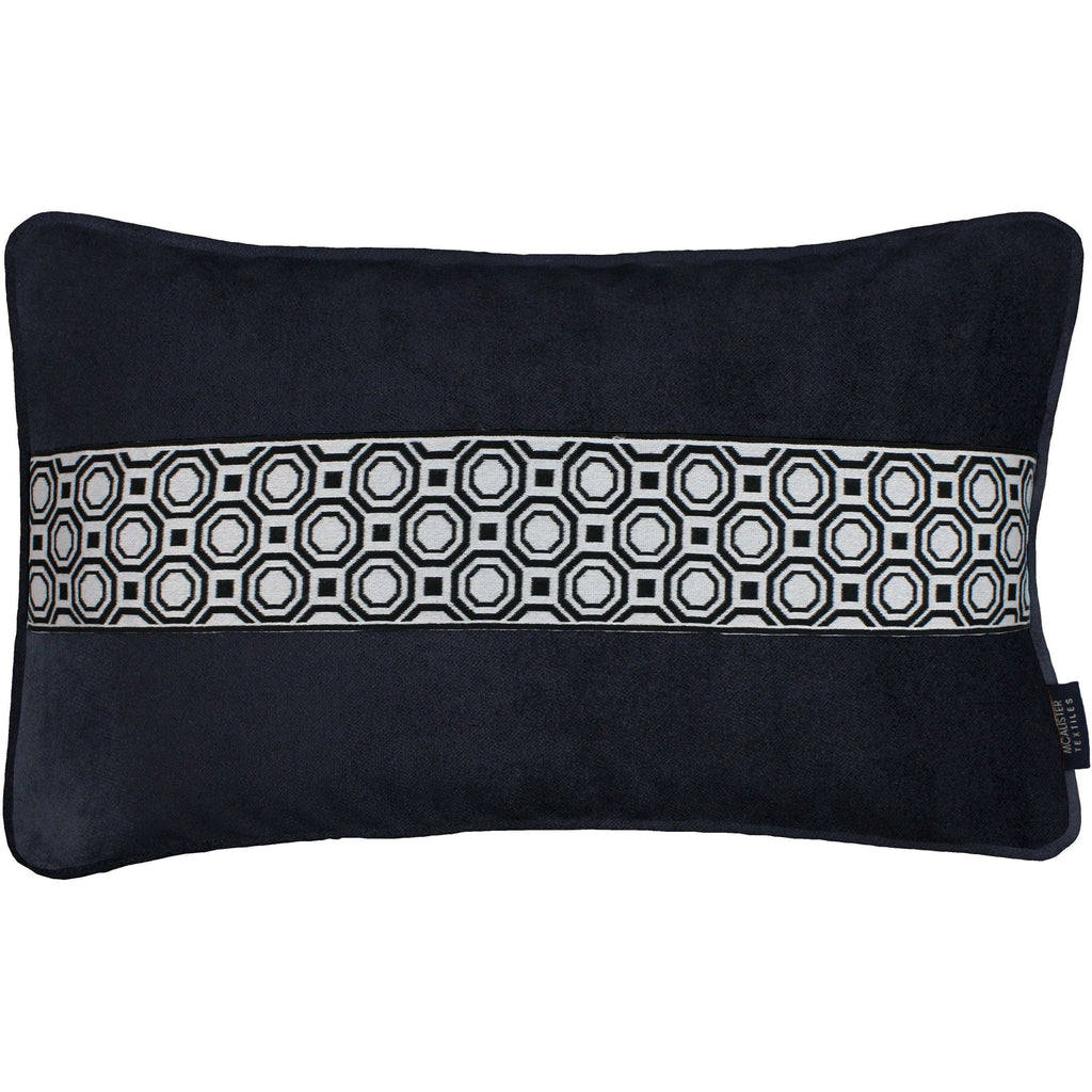 McAlister Textiles Cancun Striped Black Velvet Pillow Pillow Cover Only 50cm x 30cm 