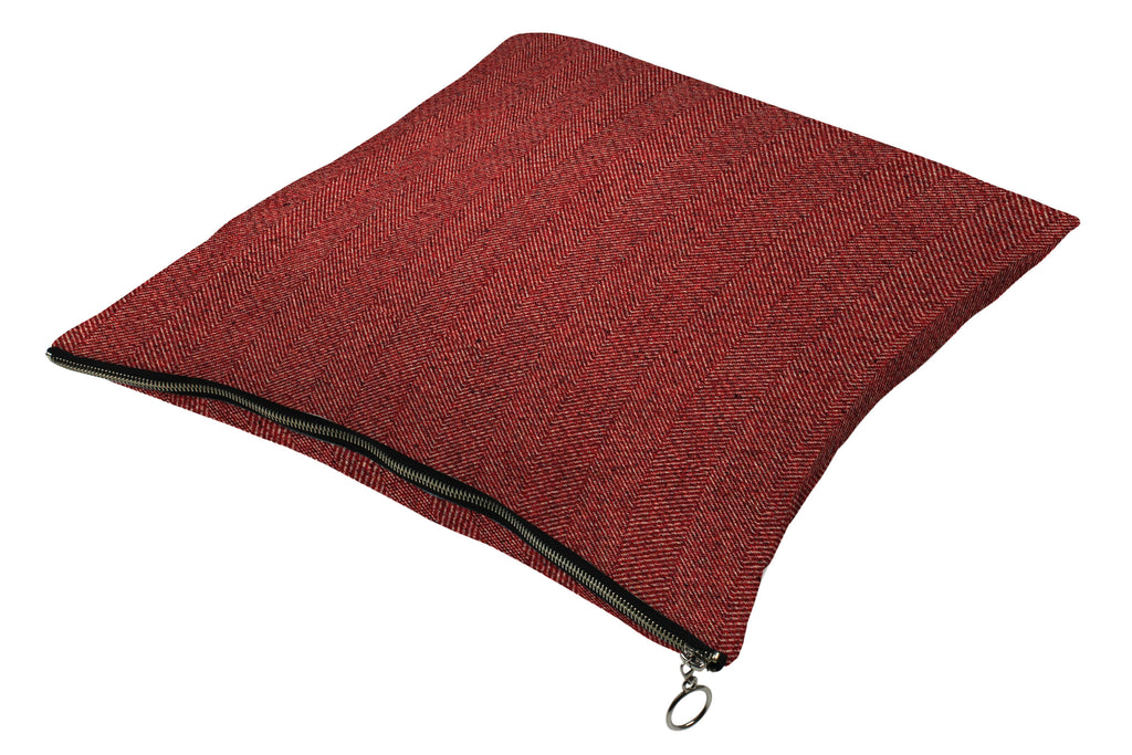 McAlister Textiles Herringbone Zipper Edge Red Cushion Cushions and Covers Cover Only 43cm x 43cm 