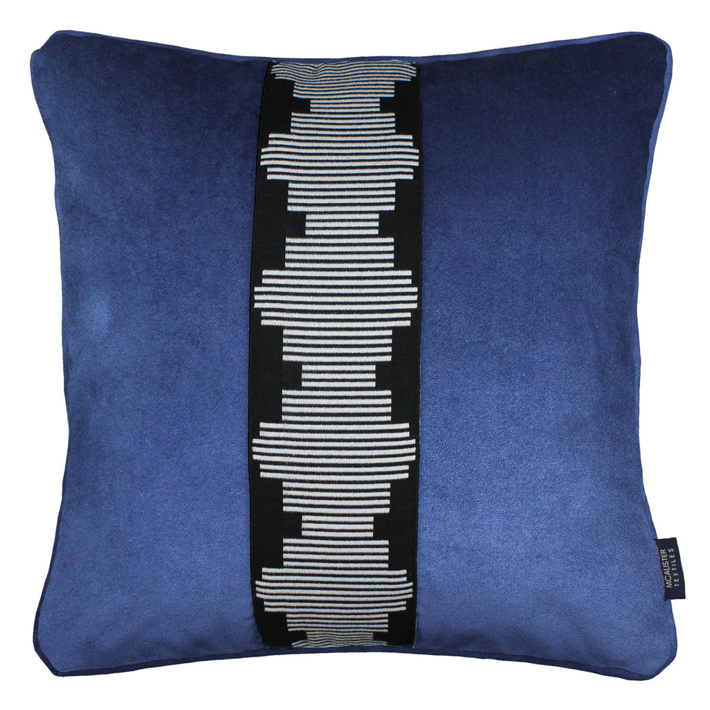 McAlister Textiles Maya Striped Navy Blue Velvet Cushion Cushions and Covers Cover Only 43cm x 43cm 
