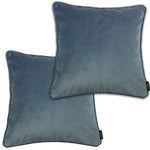 Load image into Gallery viewer, McAlister Textiles Matt Petrol Blue Velvet 43cm x 43cm Piped Cushion Sets Cushions and Covers Cushion Covers Set of 2 
