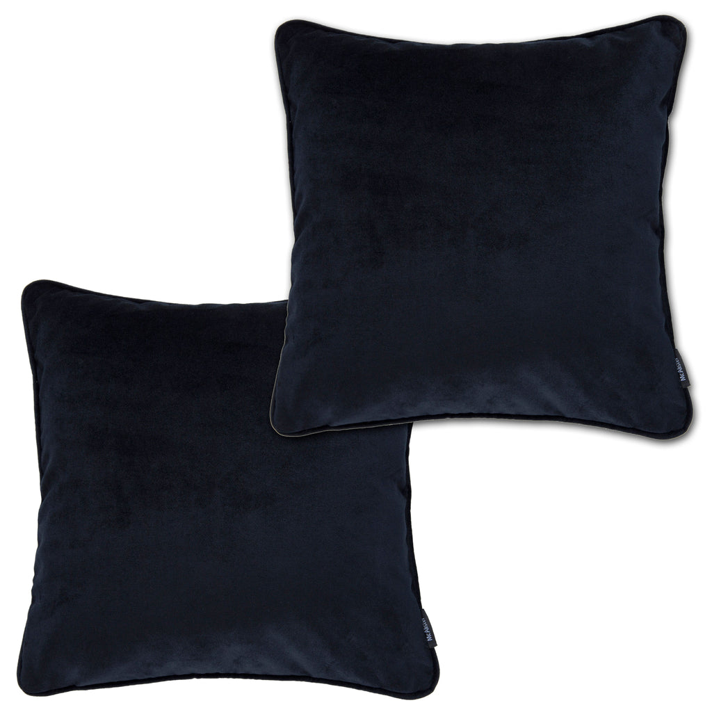 McAlister Textiles Matt Black Velvet 43cm x 43cm Cushion Sets Cushions and Covers Cushion Covers Set of 2 