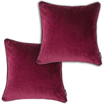 Load image into Gallery viewer, McAlister Textiles Matt Wine Red Velvet 43cm x 43cm Contrast Piped Cushion Sets Cushions and Covers Cushion Covers Set of 2 
