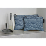 Load image into Gallery viewer, McAlister Textiles Pebble Pattern Blue Velvet Makeup Bag Set Clutch Bag 

