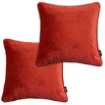 Load image into Gallery viewer, McAlister Textiles Matt Rust Red Orange Velvet 43cm x 43cm Piped Cushion Sets Cushions and Covers Cushion Covers Set of 2 
