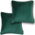 Load image into Gallery viewer, McAlister Textiles Matt Emerald Green Velvet 43cm x 43cm Piped Cushion Sets Cushions and Covers Cushion Covers Set of 2 
