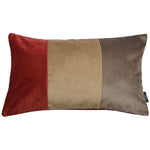 Load image into Gallery viewer, McAlister Textiles 3 Colour Patchwork Velvet Brown, Gold + Red Pillow Pillow Cover Only 50cm x 30cm 
