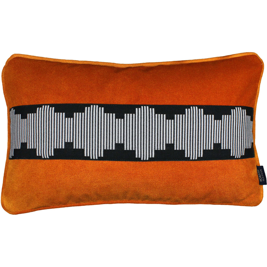 McAlister Textiles Maya Striped Burnt Orange Velvet Pillow Pillow Cover Only 50cm x 30cm 