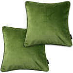 Load image into Gallery viewer, McAlister Textiles Matt Fern Green Velvet 43cm x 43cm Piped Cushion Sets Cushions and Covers Cushion Covers Set of 2 
