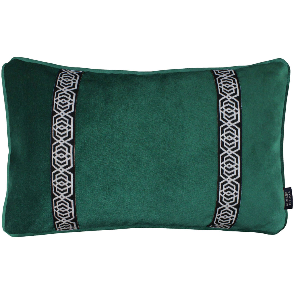 McAlister Textiles Coba Striped Emerald Green Velvet Pillow Pillow Cover Only 50cm x 30cm 