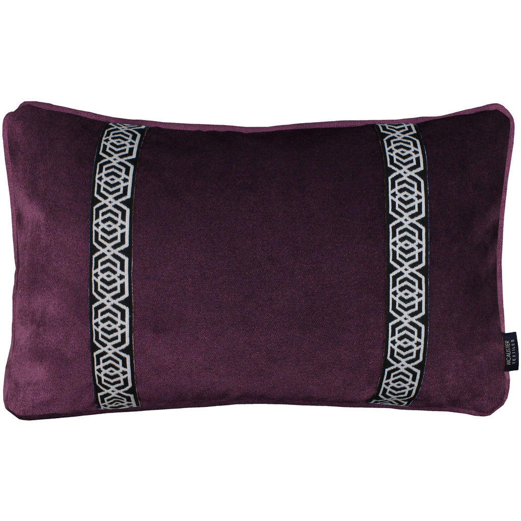 McAlister Textiles Coba Striped Aubergine Purple Velvet Pillow Pillow Cover Only 50cm x 30cm 