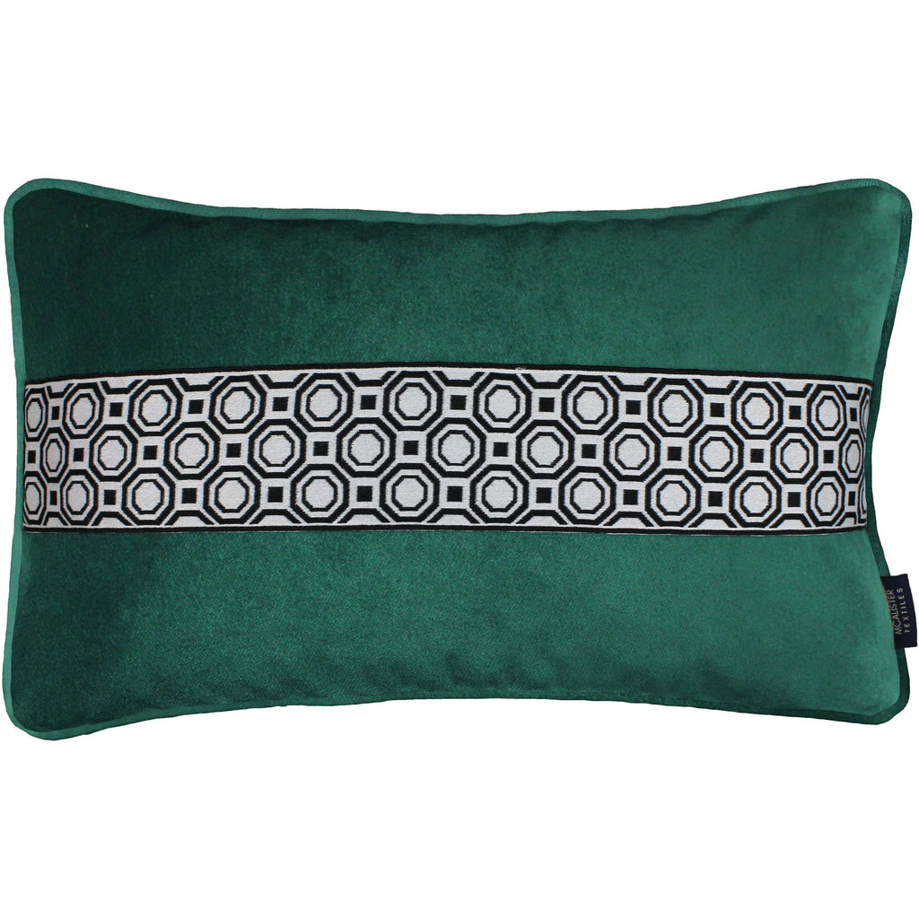 McAlister Textiles Cancun Striped Emerald Green Velvet Pillow Pillow Cover Only 50cm x 30cm 