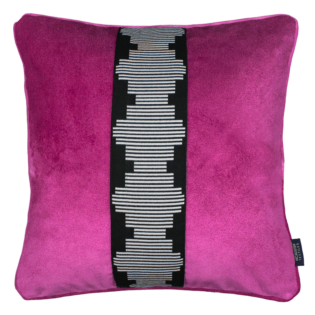 McAlister Textiles Maya Striped Fuchsia Pink Velvet Cushion Cushions and Covers Cover Only 43cm x 43cm 